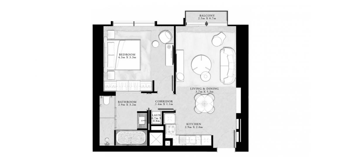 Планировка «68sqm» 2 комнаты в ЖК ST.REGIS RESIDENCES