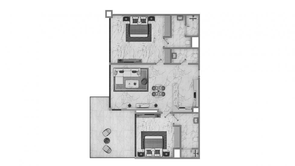 Планировка «2BR Type A3 99SQM» 3 комнаты в ЖК ELEGANCE TOWER