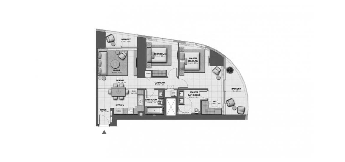 Floor plan «GRANDE 2BR 116SQM», 2 bedrooms in GRANDE