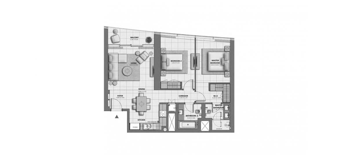 Floor plan «GRANDE 2BR 110SQM», 2 bedrooms in GRANDE