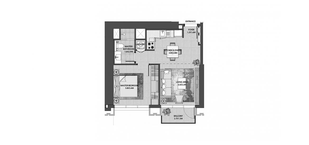 Floor plan «BURJ ROYALE 1BR 55SQM», 1 bedroom in BURJ ROYALE