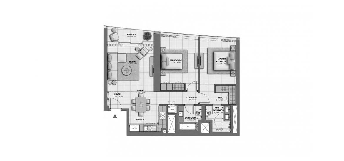 Floor plan «GRANDE 2BR 111SQM», 2 bedrooms in GRANDE