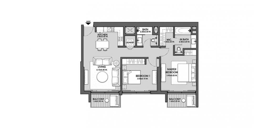 Floor plan «ACT ONE | ACT TWO TOWERS 2BR 104SQM», 2 bedrooms in ACT ONE | ACT TWO TOWERS