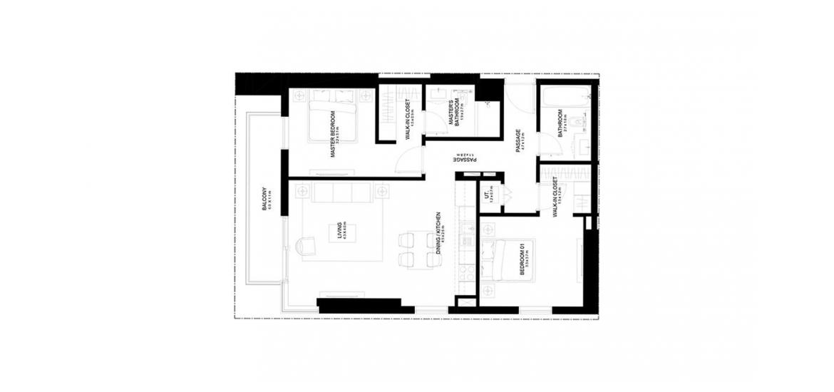 Floor plan «BURJ CROWN 2BR 98SQM», 2 bedrooms in BURJ CROWN