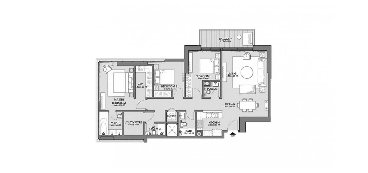 Floor plan «ACT ONE | ACT TWO TOWERS 3BR 140SQM», 3 bedrooms in ACT ONE | ACT TWO TOWERS