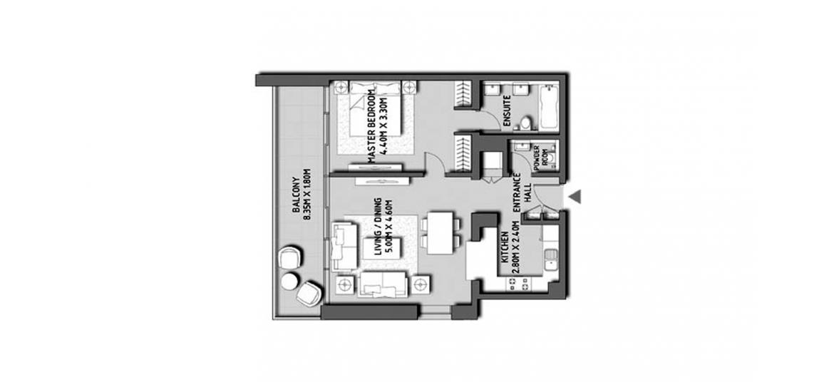 Floor plan «BLVD CRESCENT 1BR 84SQM», 1 bedroom in BLVD CRESCENT