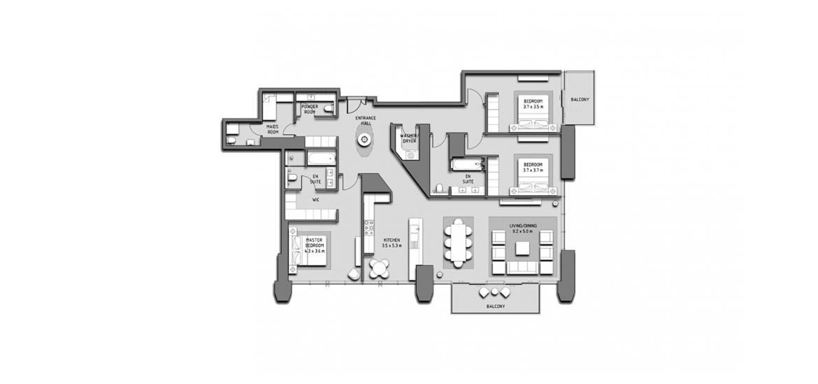 Floor plan «BLVD HEIGHTS 3BR 215SQM», 3 bedrooms in BLVD HEIGHTS