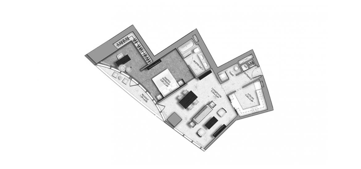 Floor plan «A», 1 bedroom in THE ADDRESS SKY VIEW TOWERS HOTEL APARTMENTS