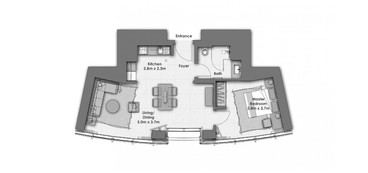 Floor plan «OPERA GRAND 1BR 68SQM», 1 bedroom in OPERA GRAND