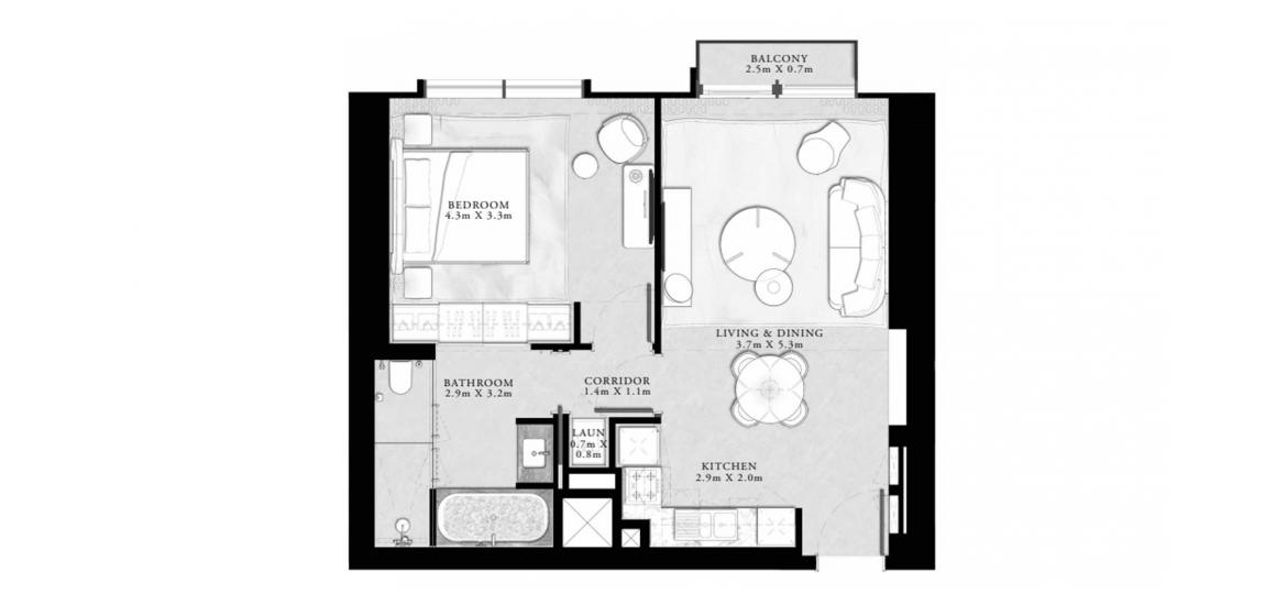 Floor plan «68sqm», 1 bedroom in ST.REGIS RESIDENCES